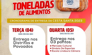 Cesta Santa começa a ser distribuída nesta terça (4) nos distritos e povoados